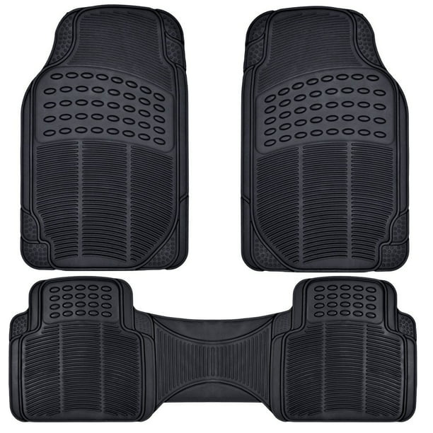 All Weather Car Rubber Floor Mats Max Duty Auto Protection Beige Heavy Duty